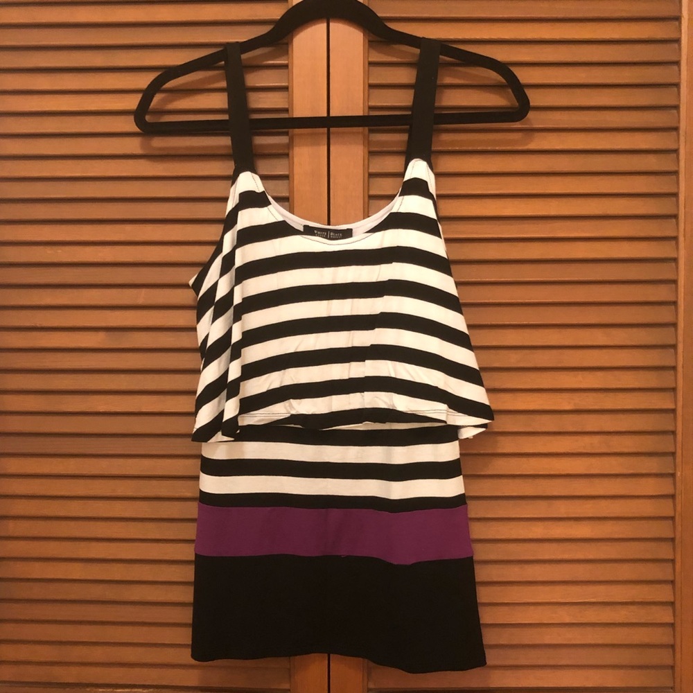 White House Black Market striped flounce tank NWT